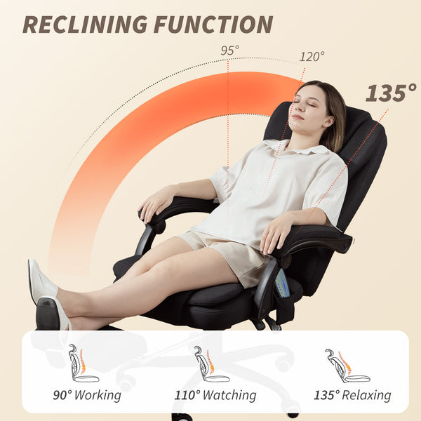 7-point vibrating massage chair with footrest, black
