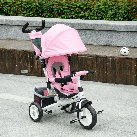 Tricycle 6 en 1 pour tout-petits de 1 à 5 ans avec poignée parentale, rose