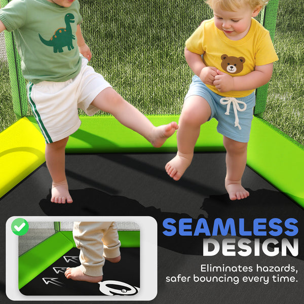 7-foot trampoline with safety net, ladder and slide, green