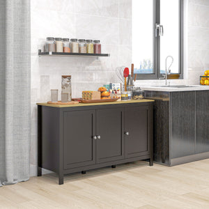 Buffet avec portes et étagères réglables pour salon ou entrée, noir et naturel