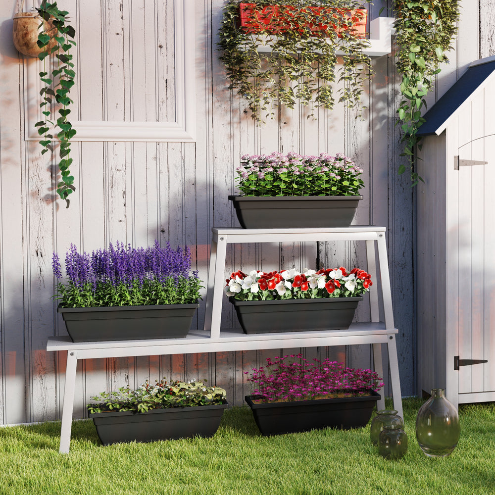 Lot de 5 pots de fleurs rectangulaires allongés, noir