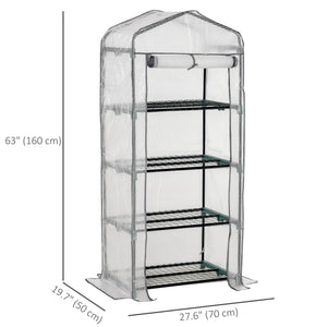 Portable outdoor greenhouse with 4 shelves and steel frame