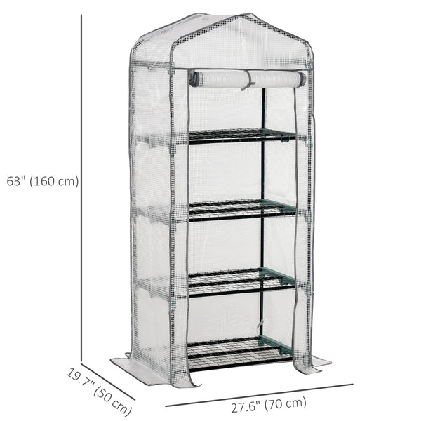 Portable outdoor greenhouse with 4 shelves and steel frame