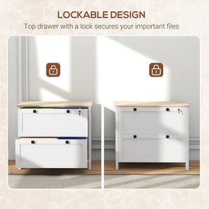 HOMCOM 2 Drawer File Cabinet, Lockable Filing Cabinet with Adjustable Hanging Bar for Letter, A4 and Legal Size, White |
