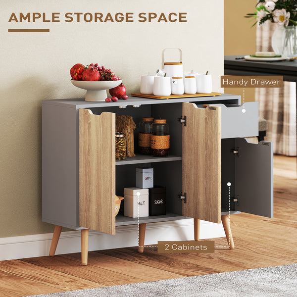 Buffet 35" avec tiroir, gris et bois naturel