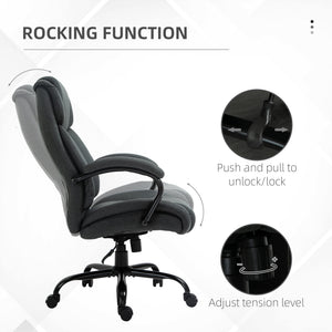 Chaise de bureau grande capacité avec assise large, ressorts ensachés et fonction bascule – Gris charbon