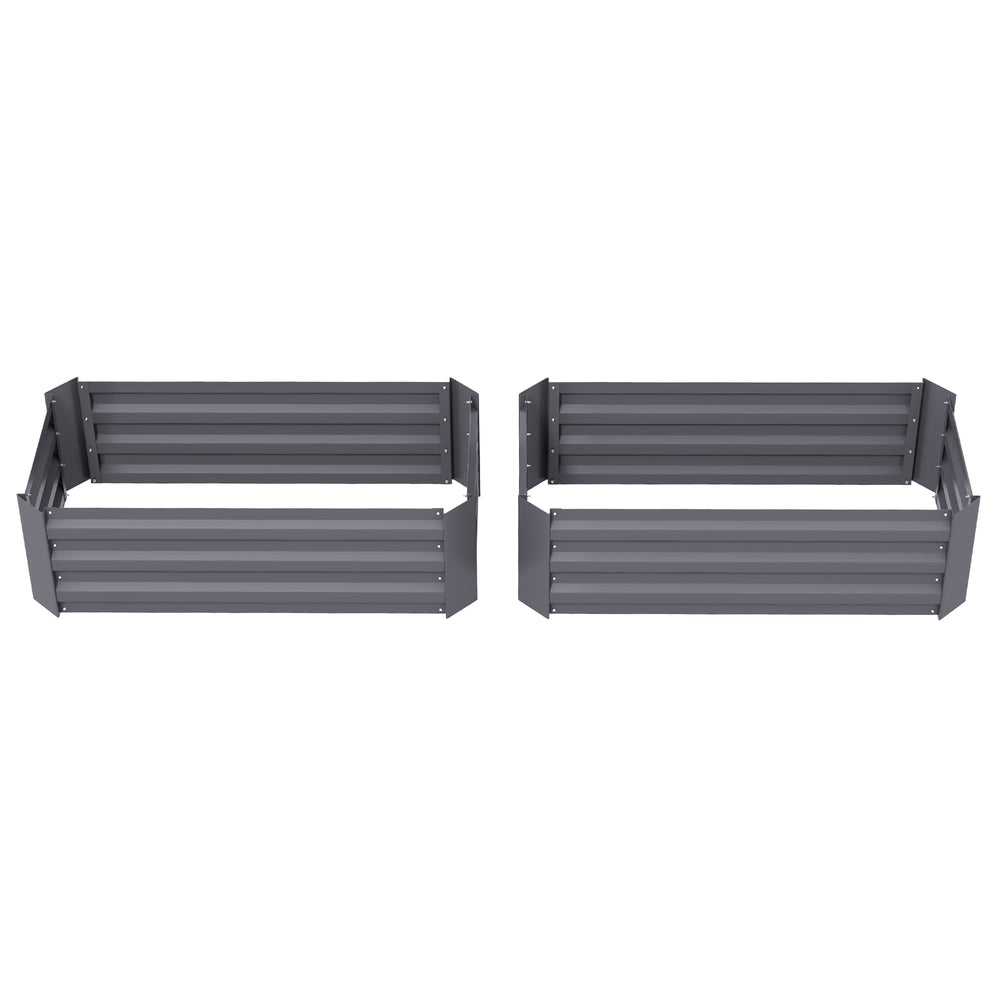 Set of 2 raised steel planters, dark grey 