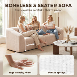 Canapé 3 places en chenille beige, 89 po