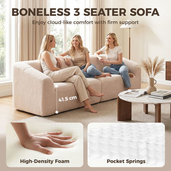 Canapé 3 places en chenille beige, 89 po