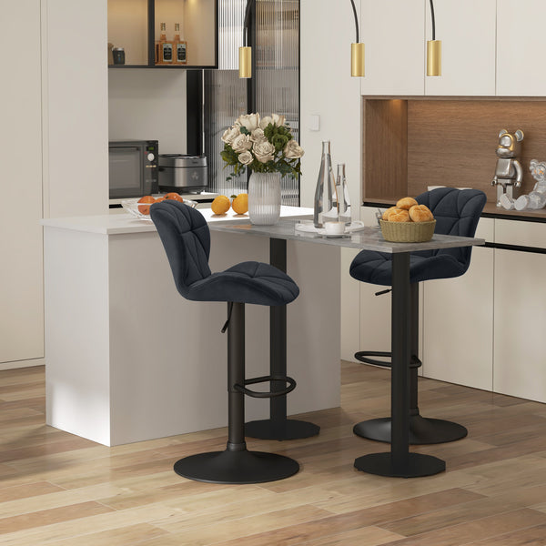 Set of 2 armless bar stools, black