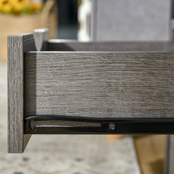 Table de chevet avec 2 tiroirs et étagère de rangement, gris