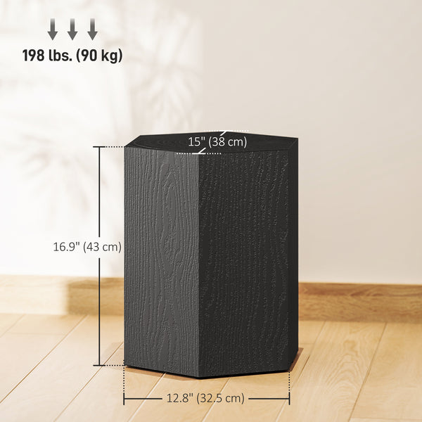 Table d'appoint hexagonale avec 4 pieds réglables, noire