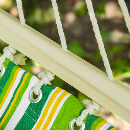 75 Inch Outdoor Hammock, Striped Camping Hammock, Garden Bed with Pillow, Green