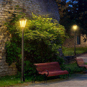 Lampadaire solaire d'extérieur avec détecteur de mouvement, noir