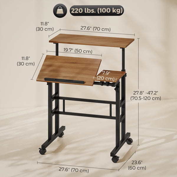 Height and tilt adjustable mobile desk