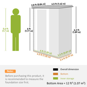 Abri de jardin en métal avec toit incliné et porte verrouillable pour outils, vert clair