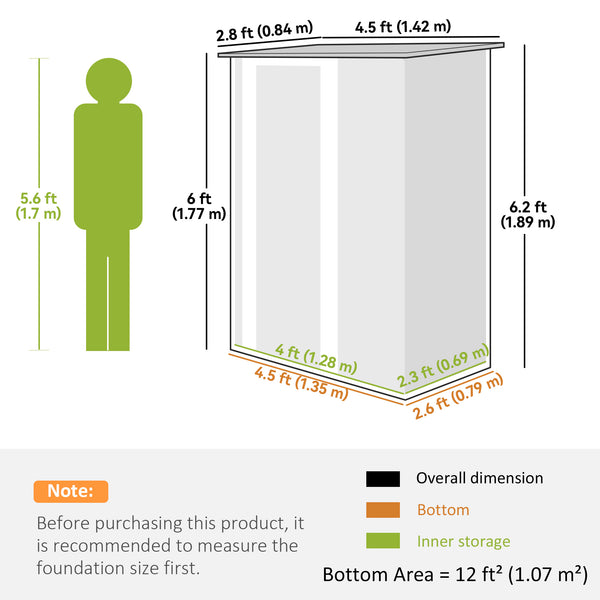 Abri de jardin en métal avec toit incliné et porte verrouillable pour outils, vert clair