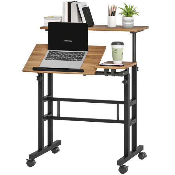 Height and tilt adjustable mobile desk