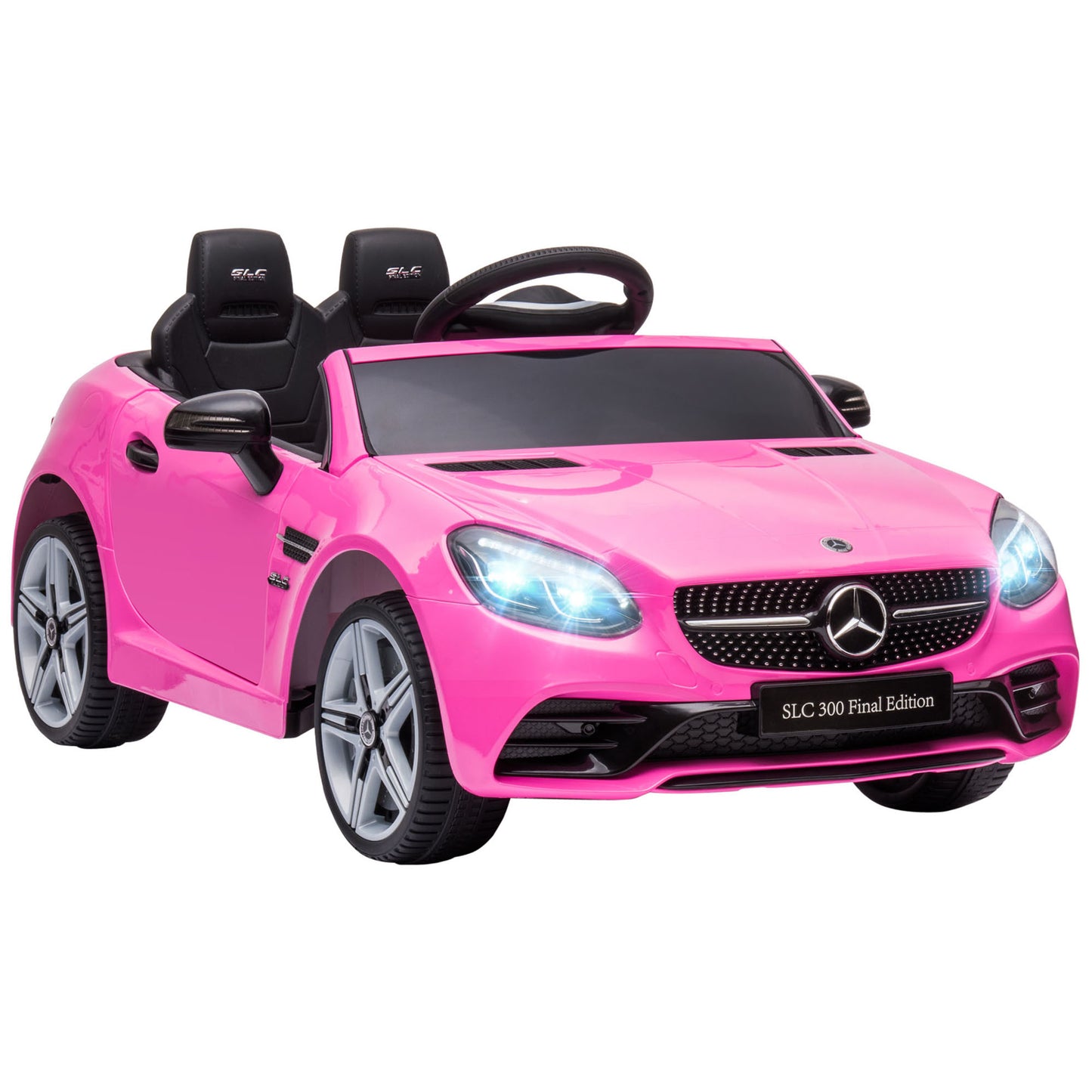 12V car with parental remote control, two motors, musical lights, suspended wheels, for 3 to 6 years old, pink