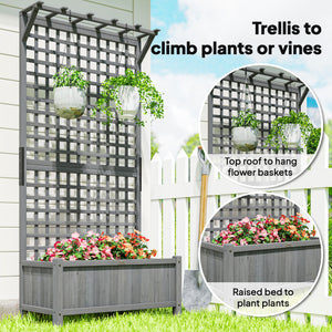 Jardinière en bois avec treillis pour plantes grimpantes, gris foncé
