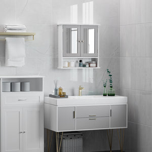 Armoire à pharmacie avec portes doubles, blanc et gris