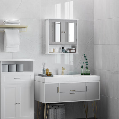 Armoire à pharmacie avec portes doubles, blanc et gris