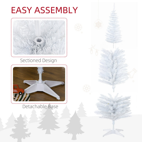 Sapin de Noël artificiel blanc de 6 pieds avec lumières LED blanc chaud