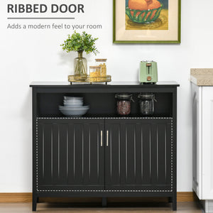 Buffet avec 2 portes et étagères réglables pour cuisine et salle à manger, noir