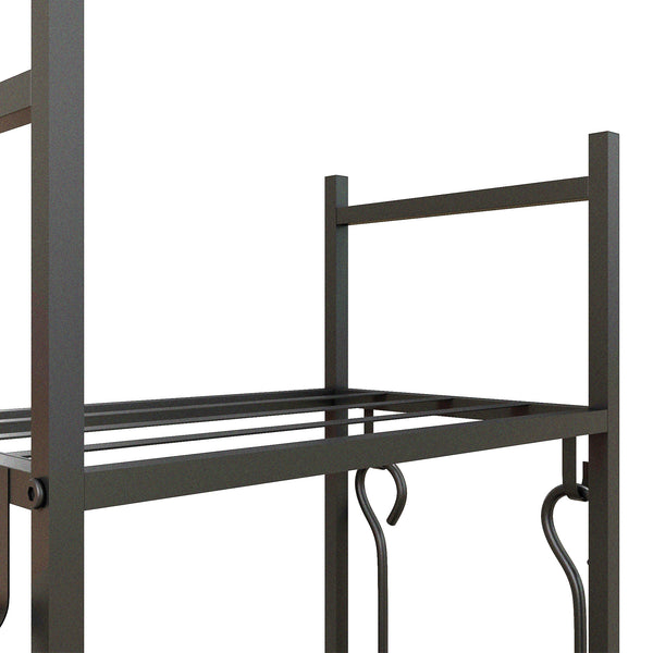 4-Tier Wood Rack with Casters and 4 Tools