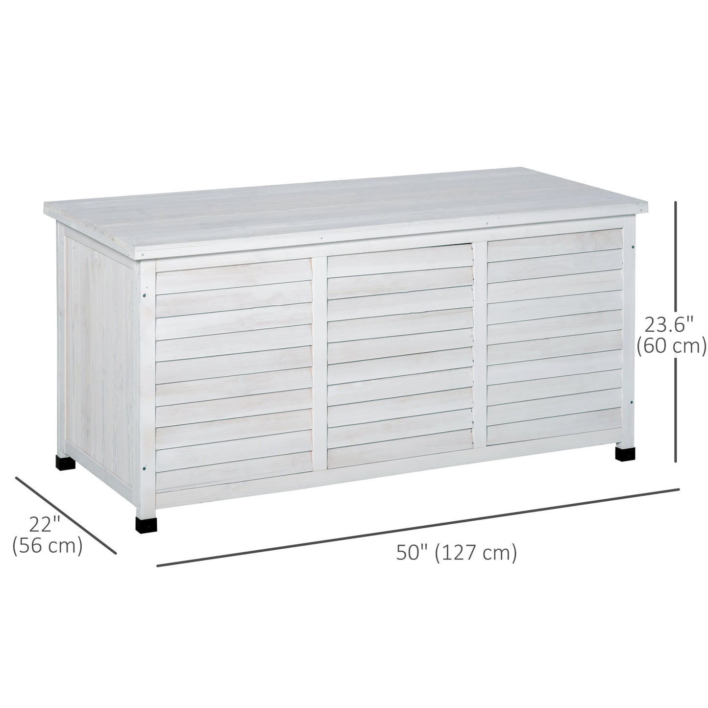 Coffre de rangement en bois Outsunny de 75 gallons pour terrasse, banc, jardin, arrière-cour, extérieur, avec fente d'aération et finition résistante aux intempéries, blanc