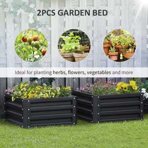 Raised vegetable garden with galvanized steel frame, grey