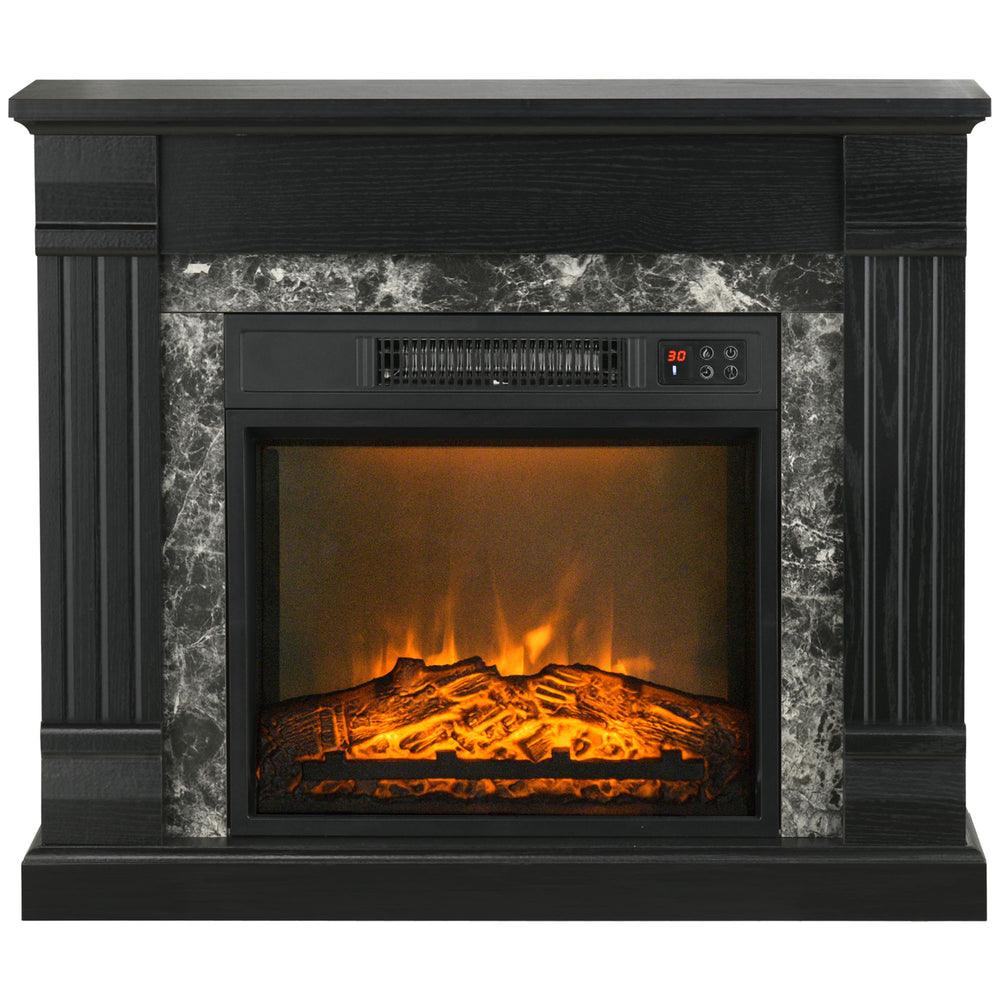 Cheminée électrique avec cheminée en bois de 1400W noir