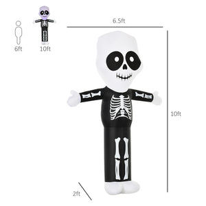 Décoration gonflable fantôme squelette Halloween 3 m, éclairage LED