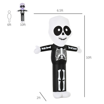 Décoration gonflable fantôme squelette Halloween 3 m, éclairage LED