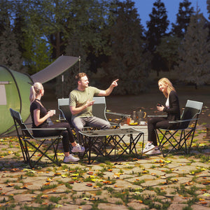 Ensemble de camping pliant 4 pièces avec porte-gobelets