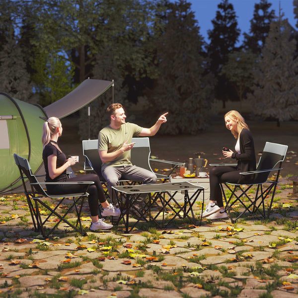 Ensemble de camping pliant 4 pièces avec porte-gobelets