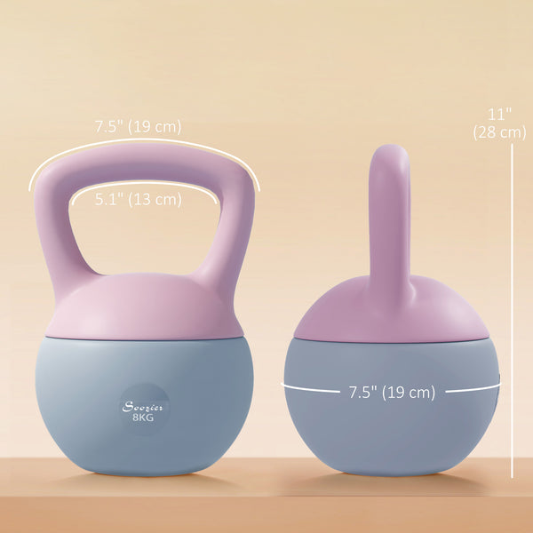 Soozier 18 lb Soft Kettlebell, Sand Filled Weight w/ Grip Handle, Kettlebell Weight for Full Body Workout, Purple