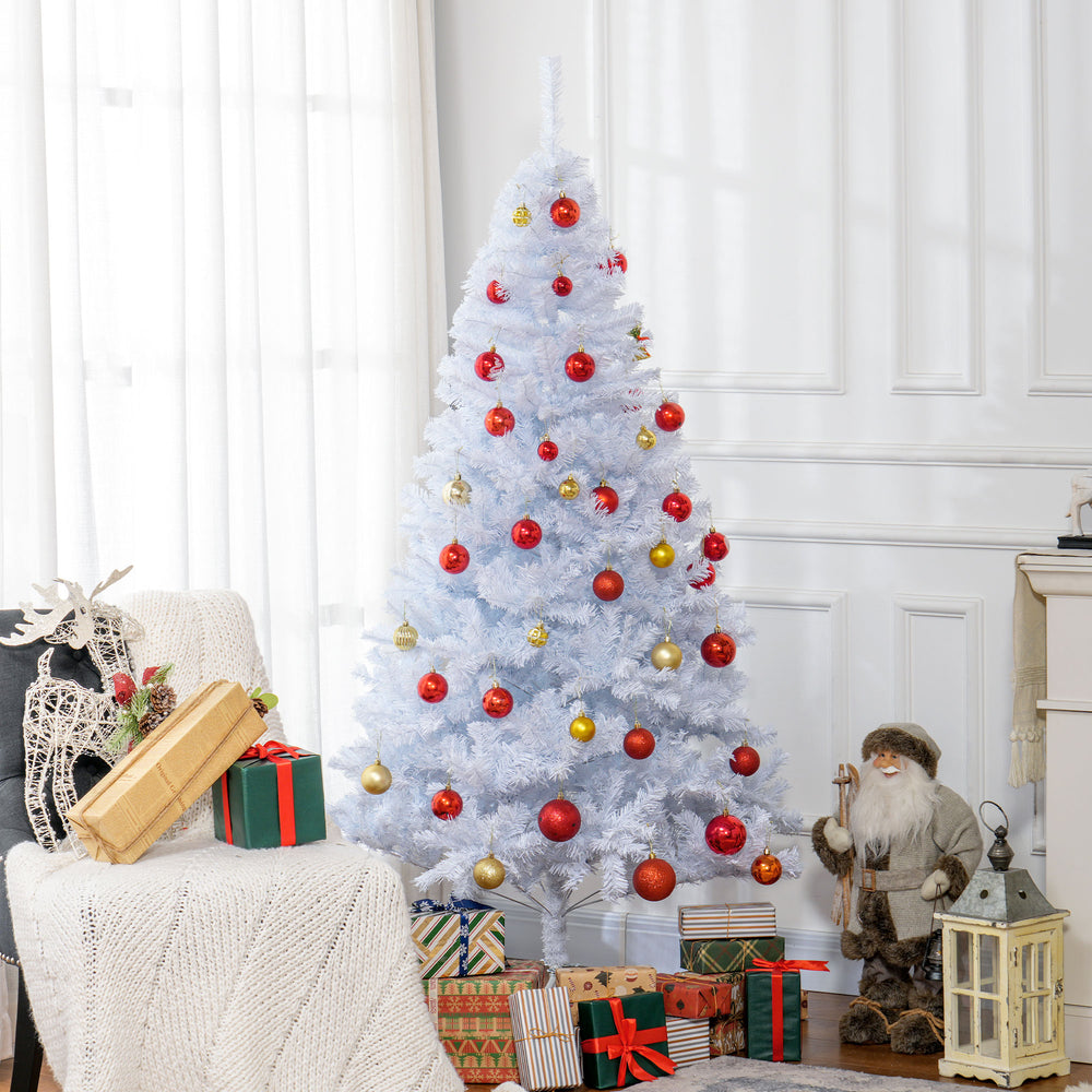 Sapin de Noël artificiel blanc de 6 pieds avec support en métal
