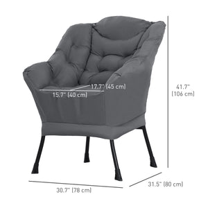 Fauteuil d'appoint moderne avec poches latérales et pieds en acier massif, gris