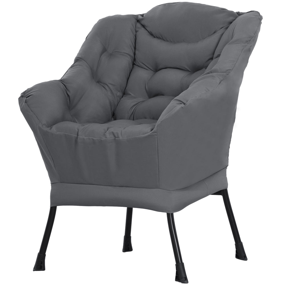 Fauteuil d'appoint moderne avec poches latérales et pieds en acier massif, gris