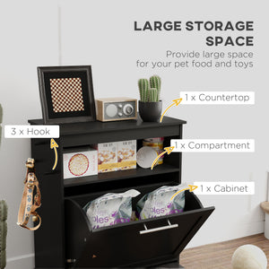 Armoire de rangement pour nourriture avec gamelles surélevées, noire