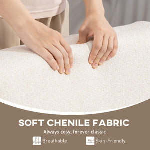 Fauteuil d'appoint avec structure en bois d'hévéa, assise large, blanc crème