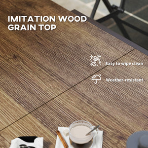 Table à manger extensible pour 6 à 8 personnes, avec bordure en aluminium et cadre en acier, marron