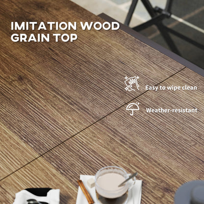 Table à manger extensible pour 6 à 8 personnes, avec bordure en aluminium et cadre en acier, marron