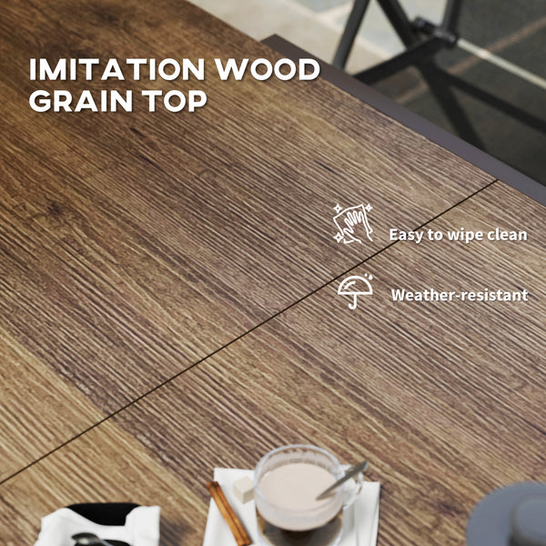 Table à manger extensible pour 6 à 8 personnes, avec bordure en aluminium et cadre en acier, marron