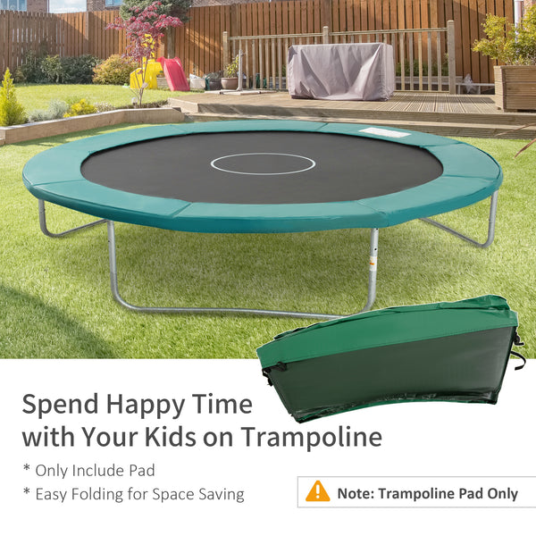 Soozier 14FT Trampoline Pad Replacement, Φ168" Spring Cover, Water-Resistant Universal Round Trampoline Safety Pad, No Holes for Pole, Green