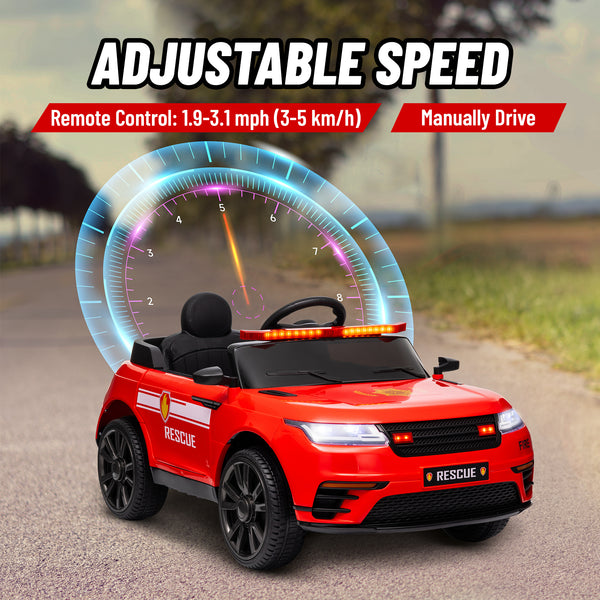 Camion de pompiers 12 V avec télécommande, rouge