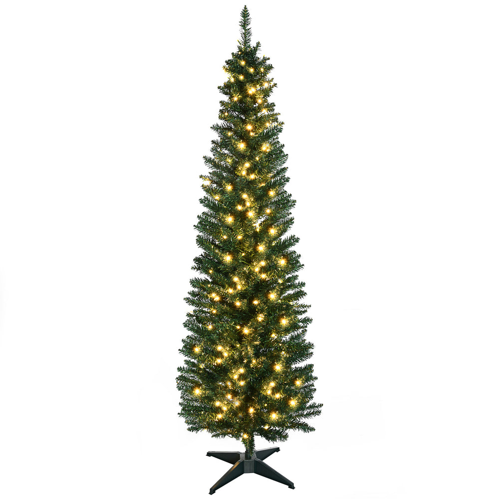 Sapin de Noël artificiel pré-éclairé de 7 pieds avec lumières LED blanc chaud