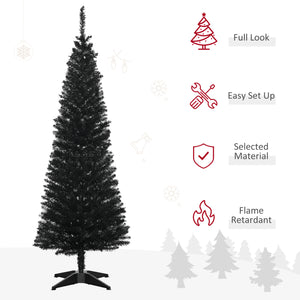 Sapin de Noël artificiel noir de 5 pieds en forme de crayon