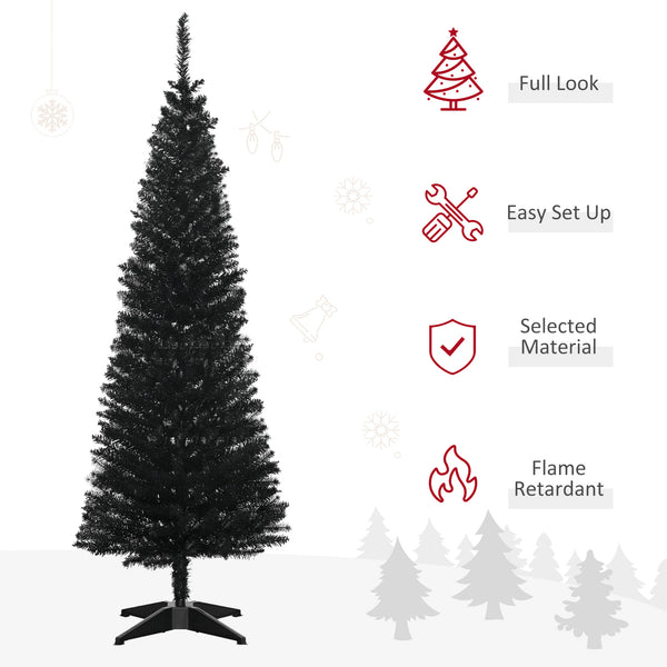 Sapin de Noël artificiel noir de 5 pieds en forme de crayon